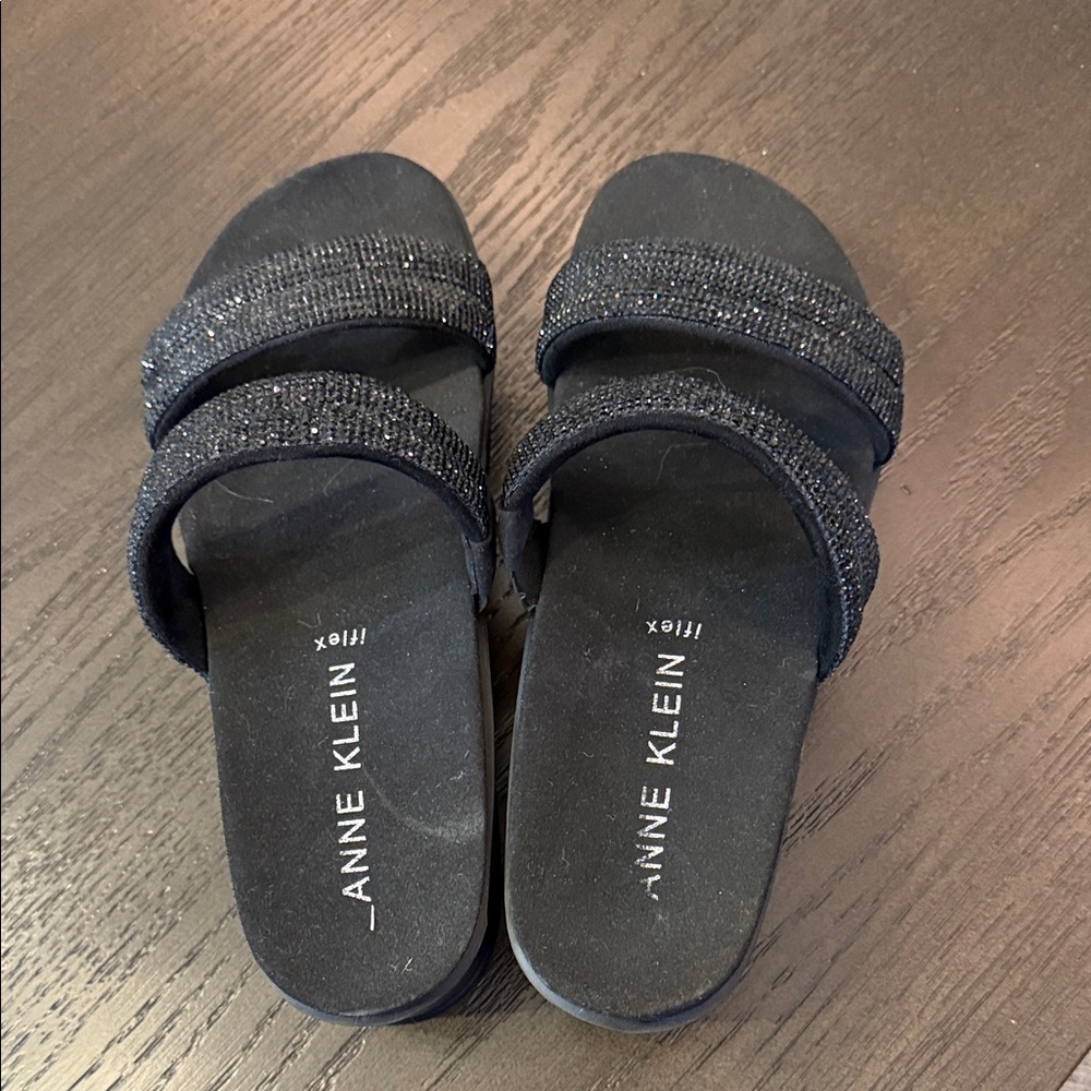 Anne Klein Women's Sparkling Black Sandals